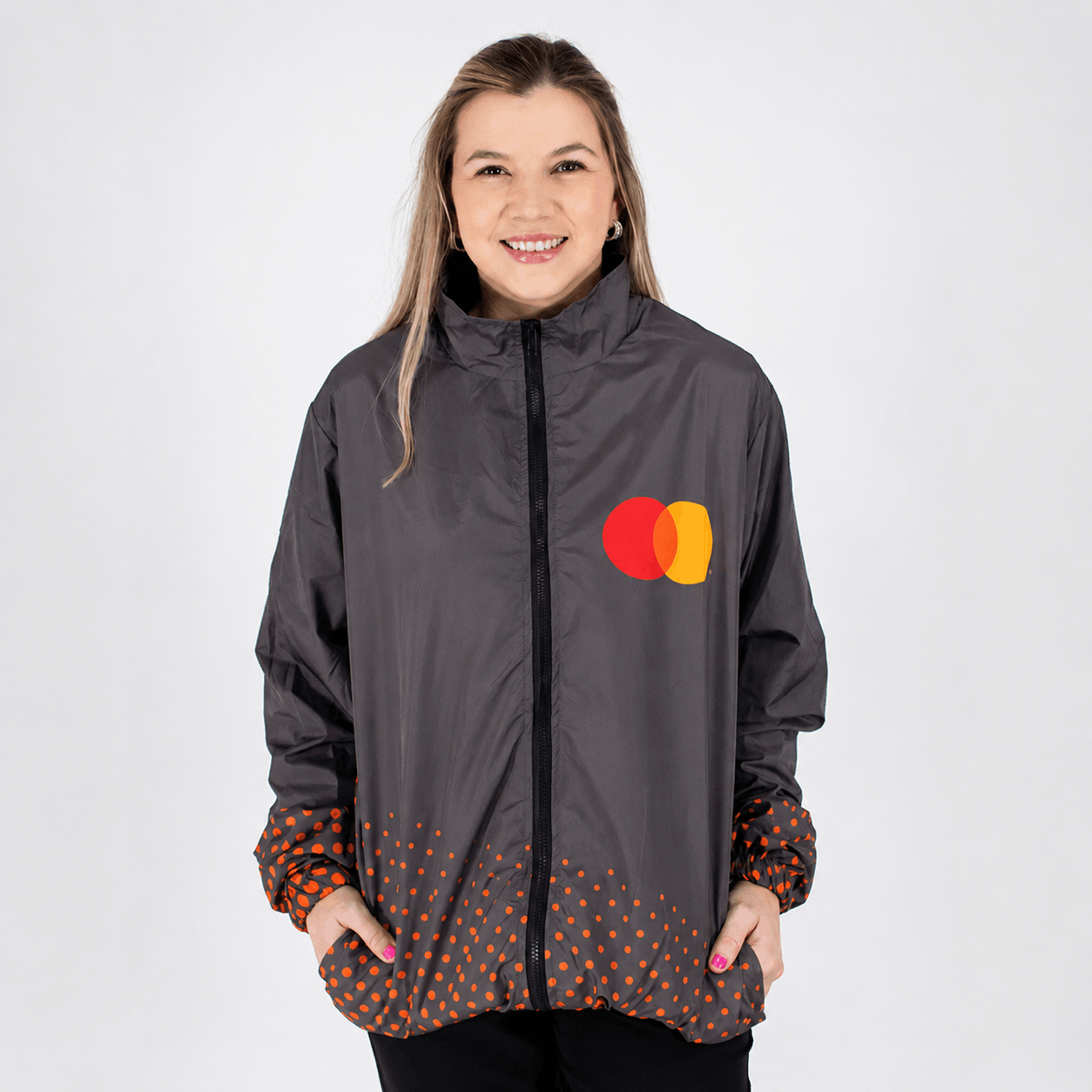 Corta-vento personalizado sublimado produzido para a Mastercard